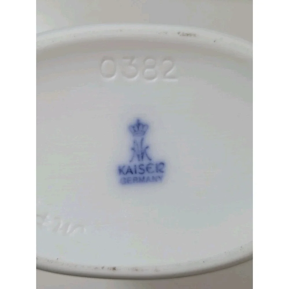 Kaiser Germany White Bisque Porcelain Floral Scalloped Vase Signed & Numbered